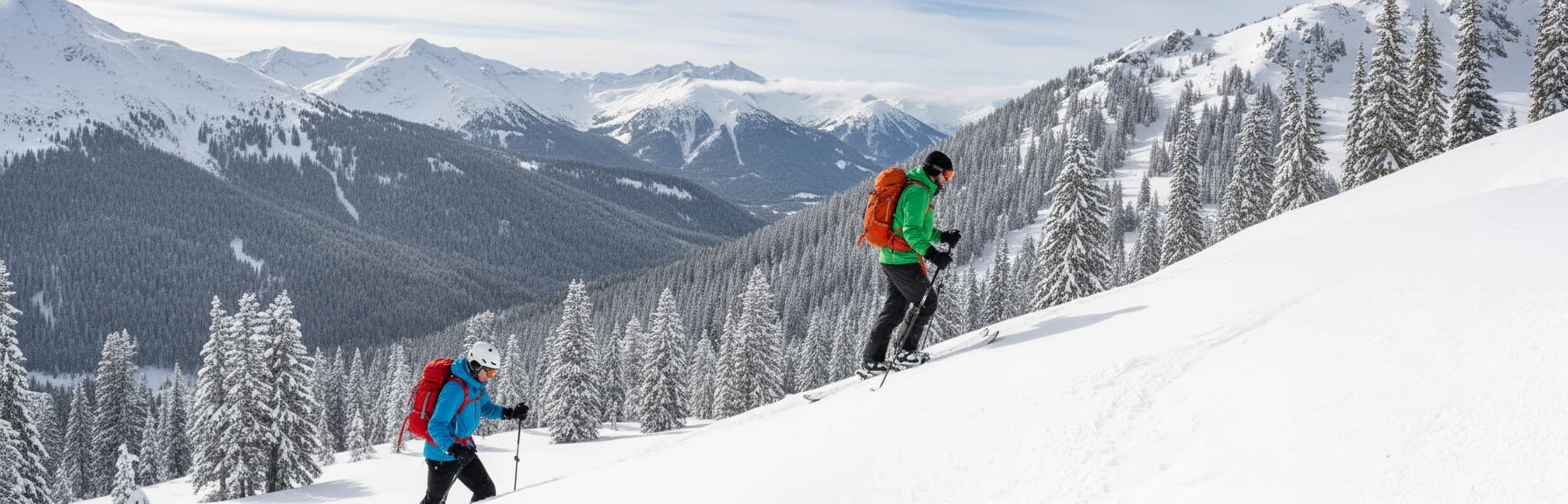 Winter sports guide - skier on mountain landscape